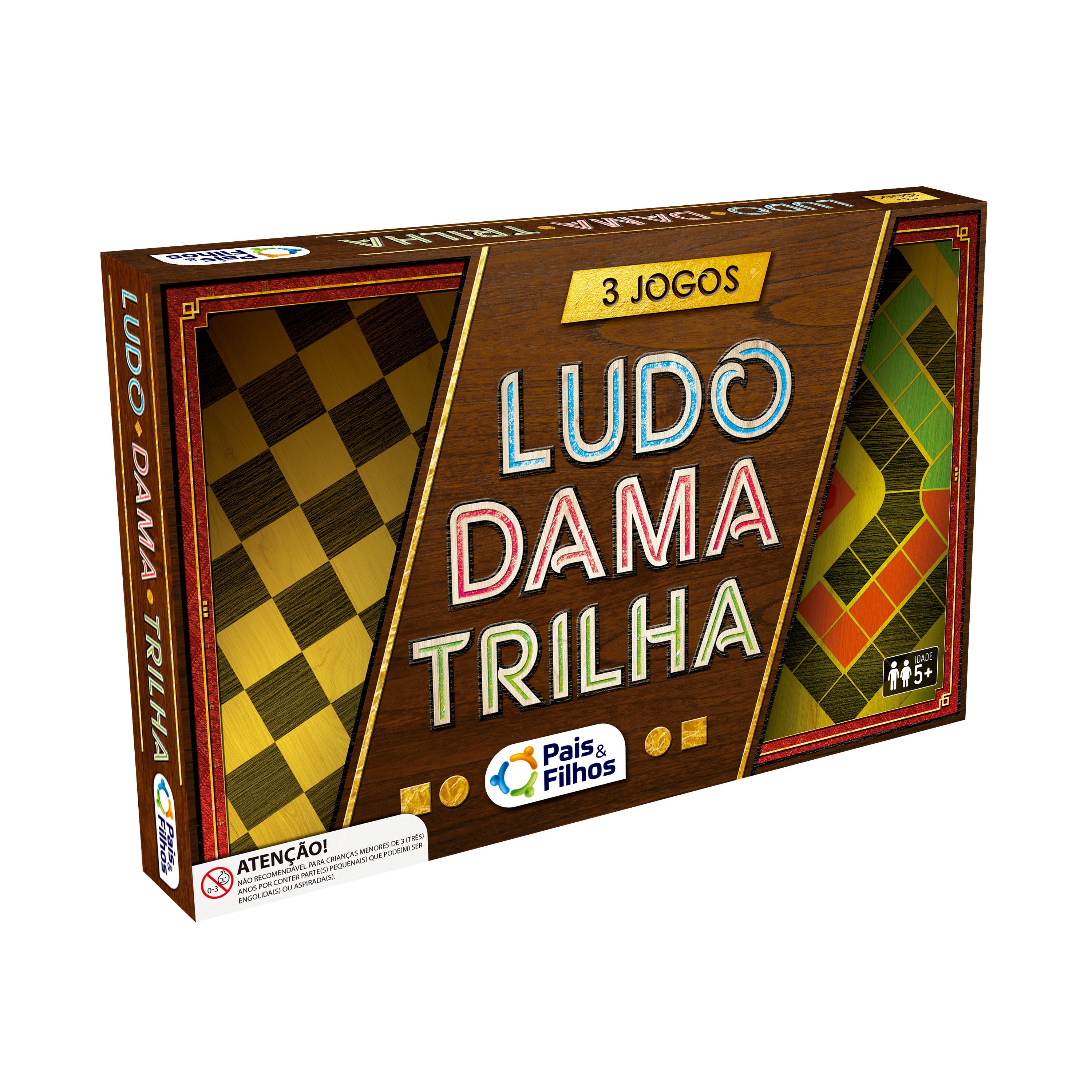 Ludo Dama Trilha 3 Jogos - papelariamalibu